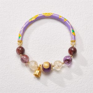 Buddha Stones Purple Phantom Purple Jade Scripture Citrine Love Wisdom Bracelet Bangle Bracelet Bangle BS 14-16cm