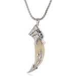 Buddha Stones Imitation Wolf Tooth Titanium Steel Balance Necklace Pendant Necklaces & Pendants BS 9