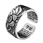 Buddha Stones Tibetan Lotus White Copper Enlightenment Ring Rings BS Lotus White Copper Ring