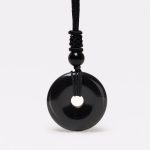 Buddha Stones Lucky Coin Pendant Healing Crystal Gemstone Necklace Necklaces & Pendants BS Black Onyx