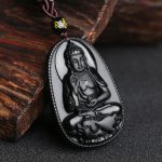 Buddha Stones Chinese Zodiac Natal Buddha Natural Black Obsidian Purification Necklace Pendant Necklaces & Pendants BS 1