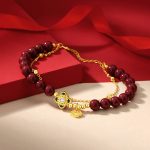 Buddha Stones 925 Sterling Silver Natural Cinnabar Four Leaf Clover Flower Blessing Chain Bracelet Bracelet BS 2