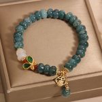 Buddha Stones Jade White Agate Butterfly Abacus Beads Abundance Bracelet Bracelet BS 5