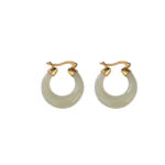 Buddha Stones Round Jade Cyan Jade Prosperity Luck Drop Earrings Earrings BS 6
