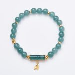 Buddha Stones 925 Sterling Silver Plated Gold Natural Green Jade Bamboo Charm Luck Bracelet Bracelet BS Jade(Wrist Circumference 14-16cm)