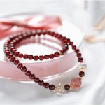 Buddha Stones 14K Gold Plated Natural Garnet Strawberry Quartz Stability Double Wrap Bracelet Bracelet BS Garnet(Purification♥Protection)
