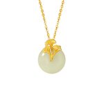 Buddha Stones 925 Sterling Silver Hetian Jade Ginkgo Leaves Prosperity Necklace Pendant Necklaces & Pendants BS 9