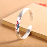 Buddha Stones 999 Sterling Silver Koi Fish Luck Cuff Bracelet Bangle
