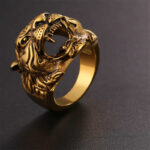 Buddha Stones Men's Animal Tiger Head Titanium Steel Balance Calm Punk Rock Biker Ring Ring BS 33