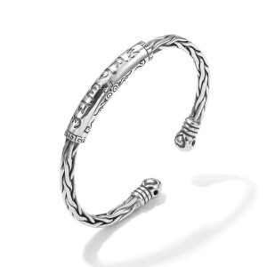 Buddha Stones Tibet Om Mani Padme Hum Engraved Focus Cuff Bracelet Bangle Bracelet Bangle BS Om Mani Padme Hum(Love♥Focus)(Wrist Circumference 16-19cm)