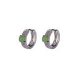 Buddha Stones 925 Sterling Silver Round Cyan Jade Success Stud Earrings Earrings BS 7