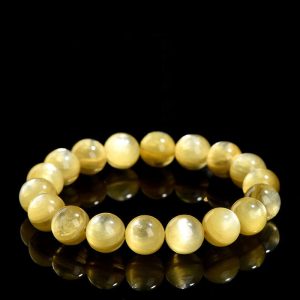 Buddha Stones Natural Golden Lepidolite Protection Prosperity Bracelet Bracelet BS 14mm(Wrist Circumference 14-16cm)