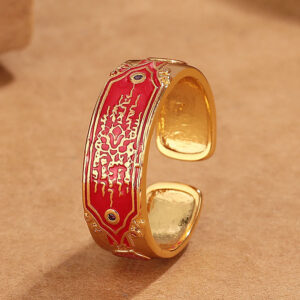 Buddha Stones Five Scriptures Copper Healing Ring Ring BS Five Scriptures(Adjustable)