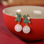Buddha Stones White Jade 925 Sterling Silver Pearl Flower Blessing Necklace Pendant Ring Earrings Bracelet Necklaces & Pendants BS 13