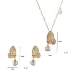 Buddha Stones Tridacna Stone Pearl Bead Butterfly Healing Necklace Pendant Earrings Set Bracelet Necklaces & Pendants BS 3