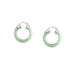 Buddha Stones Round Jade White Jade Prosperity Earrings Earrings BS 7