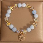 Buddha Stones Natural Aquamarine Flower Healing Crystal Bracelet Bracelet BS 3