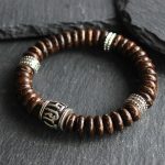 Buddha Stones Natural Tibetan Coconut Shell Om Mani Padme Hum Positive Bracelet Bracelet BS Brown Coconut Shell 18-20cm