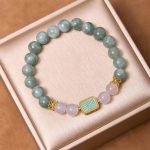 Buddha Stones Natural Green Jade White Agate Five Scriptures Abundance Bracelet Bracelet BS 2