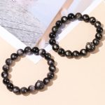 Buddha Stones Natural Gold Sheen Obsidian Silver Sheen Obsidian Cute Cat Paw Claw Wealth Bracelet Bracelet BS 10