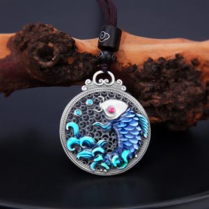 Buddha Stones 999 Sterling Silver Luck Koi Fish Success Prosperity Necklace Pendant Necklaces & Pendants BS Koi Fish(Luck♥Prosperity)