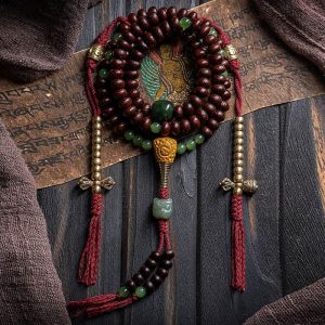 Buddha Stones Natural Tibet 108 Mala Beads Purple Bodhi Seed Hetian Cyan Jade Copper Dorje Peace Bracelet Mala Bracelet BS Non-Elastic Cotton Rope 9mm
