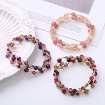 Buddha Stones Natural Tourmaline Strawberry Quartz Amethyst Peace Wisdom Double Wrap Bracelet Bracelet BS 1