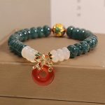 Buddha Stones Jade White Agate Red Agate Peace Buckle Abacus Beads Luck Bracelet Bracelet BS 2