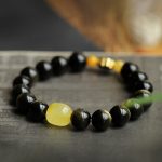 Buddha Stones 925 Sterling Silver Chinese Zodiac Natal Buddha Natural Gold Sheen Obsidian Amber Wealth Protection Bracelet Bracelet BS 7