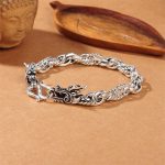 Buddha Stones 925 Sterling Silver Dragon Luck Protection Bracelet Bracelet Bangle BS 1
