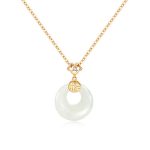 Buddha Stones White Jade Peace Buckle Blessings Luck Necklace Pendant Necklaces & Pendants BS 3