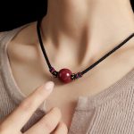 Buddha Stones Cinnabar Bead Blessing String Necklace Pendant Necklaces & Pendants BS 20mm