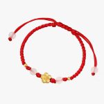 Buddha Stones Handmade 925 Sterling Silver Peach Blossom Cherry Sakura Chalcedony Bead Luck Red Rope Bracelet Bracelet BS 4