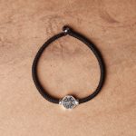 Buddha Stones 925 Sterling Silver Yin Yang Bagua Symbol Cinnabar String Concentration Bracelet Bracelet BS Black Rope 23cm