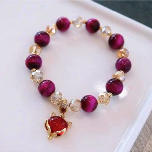 Buddha Stones Red Tiger Eye PiXiu Fox Protection Self Confidence Bracelet Bracelet BS Red Tiger Eye Fox