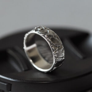 Buddha Stones Rock Pattern Luck Blessing Copper Ring Ring BS Copper