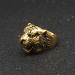 Buddha Stones Men's Animal Tiger Head Titanium Steel Balance Calm Punk Rock Biker Ring Ring BS 30