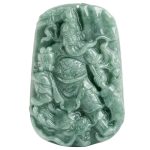 Buddha Stones Natural Jade Guan Gong Amulet Wealth Necklace Pendant Necklaces & Pendants BS 10