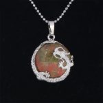Buddha Stones Chinese Dragon Natural Quartz Crystal Healing Energy Necklace Pendant Necklaces & Pendants BS Unakite