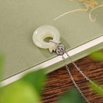 Buddha Stones 925 Sterling Silver Plated Gold Year of the Dragon Hetian Jade Peace Buckle Copper Coin Abundance Necklace Pendant Necklaces & Pendants BS 9