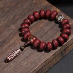 Buddha Stones Tibet Bodhi Seed Dzi Bead Dancing Lion Luck Bracelet Wrist Mala Bracelet BS 4