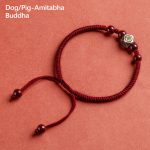 Buddha Stones 925 Sterling Silver Chinese Zodiac Natal Buddha Cinnabar Calm Bracelet Bracelet BS Dog/Pig-Amitabha Buddha Red(Wrist Circumference 14-18cm)