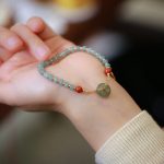Buddha Stones Natural Hetian Jade Red Agate Peace Buckle Lucky Fortune Bracelet Bracelet BS 3