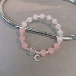 Buddha Stones Natural Cat's Eye Pink Crystal Moon Love Charm Bracelet Bracelet BS 2