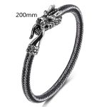 Buddha Stones Dragon Titanium Steel Protection Luck Bracelet Bracelet BS White&Black 200mm