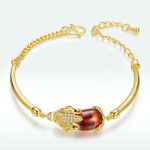 Buddha Stones FengShui Golden Red Agate PiXiu Wealth Luck Bracelet Bracelet BS 3