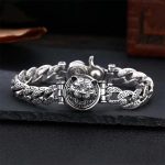 Buddha Stones Tiger Tang Dynasty Flower Design Engraved Luck Energy Bracelet