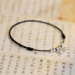 Buddha Stones 925 Sterling Silver Red String Braid Bell Charm Anklet Anklet BS Black