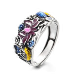 Buddha Stones Koi Fish Lotus Flower Leaf Design Luck Wealth Ring Ring BS Koi Fish(Luck♥Prosperity)