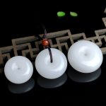Buddha Stones Round Hetian White Jade Peace Buckle Blessing Necklace Pendant Necklaces & Pendants BS 3